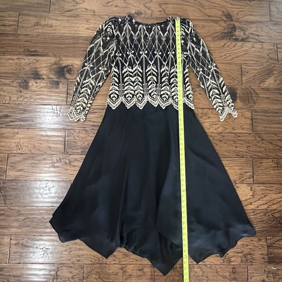 Vtg Cachet by Bari Protas Black Evening Gown Size 11/12 Gold Embroidered Sheer - Picture 16 of 16